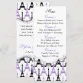 Chic Eiffeltoren Paarse gepersonaliseerde menukaar Menu (Voorkant / Achterkant)