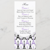Chic Eiffeltoren Paarse gepersonaliseerde menukaar Menu (Voorkant)