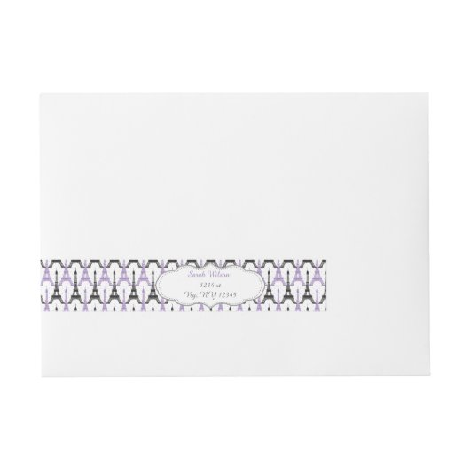 Chic Eiffeltoren Paarse parijse wrap labels Omwikkelbaar Adreslabel (Voorkant)
