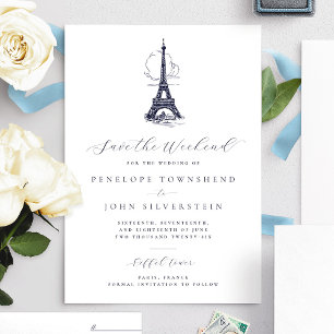 Chic Eiffeltoren Paris Sla het weekend vrij Huweli Save The Date