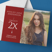 Chic eindexamen rood foto aankondiging