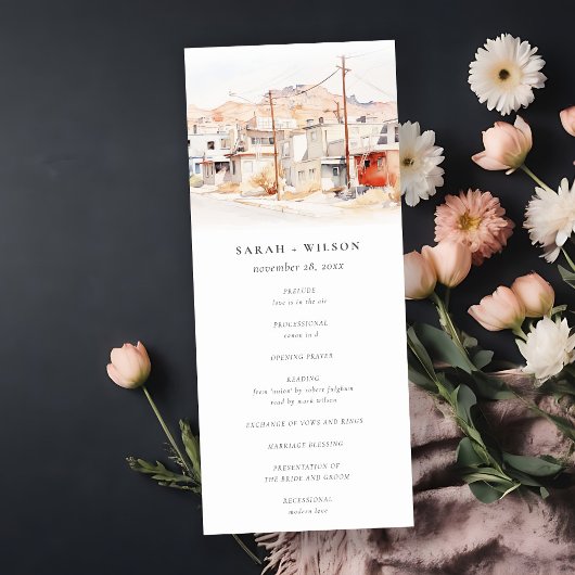 Chic El Paso Texas City Scape Wedding Programma