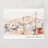 Chic El Paso Texas Stad Landschap Aquarel Reizen Briefkaart (Voorkant)