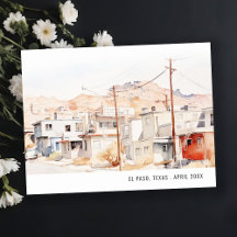 Chic El Paso Texas Stadsgezicht Aquarel Reizen