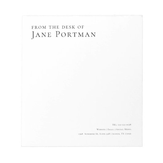 Chic Elegance | Modern | Van het bureau van | Notitieblok (Voorkant)