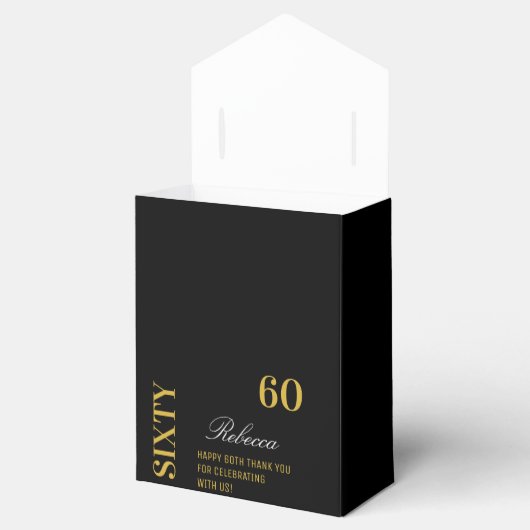 Chic Elegant 60th Birthday Black Gold Hartelijk da Bedankdoosjes (Geopend)