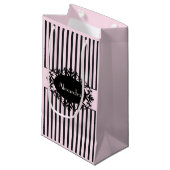 Chic Elegant Black en Pink  Parisian Stripe Klein Cadeauzakje (Voorkant Gekanteld)