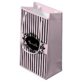 Chic Elegant Black en Pink  Parisian Stripe Klein Cadeauzakje (Achterkant Gekanteld)