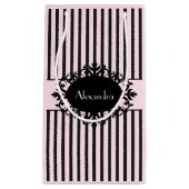 Chic Elegant Black en Pink  Parisian Stripe Klein Cadeauzakje (Voorkant)