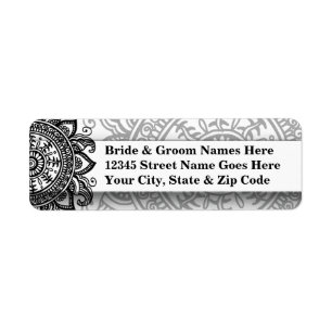 Chic Elegant Black en White Lace  Damask Etiket