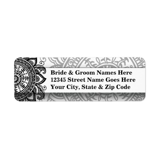Chic Elegant Black en White Lace  Damask Etiket (Voorkant)
