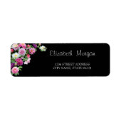 Chic Elegant, Black, Flowers Address Label (Voorkant)