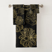 Chic Elegant Black Gold Line Tekening ventilatorpa Bad Handdoek (Insitu)