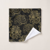 Chic Elegant Black Gold Line Tekening ventilatorpa Bad Handdoek (Wasdoekje)