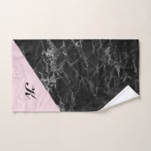 Chic Elegant Black Pink Marble Monogramed Bad Handdoek (Handdoek)