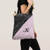 Chic Elegant Black Pink Marble Monogramed Tote Bag (Dichtbij)