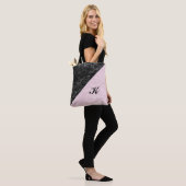Chic Elegant Black Pink Marble Monogramed Tote Bag (Op model)
