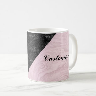 Chic Elegant Black Pink Marble Specialized Koffiemok
