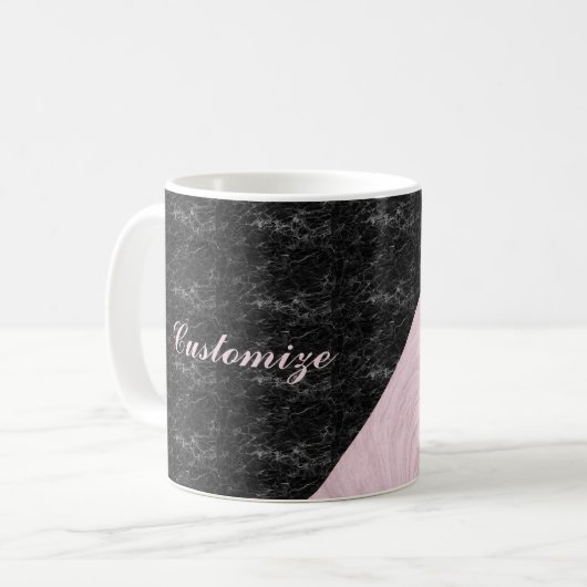 Chic Elegant Black Pink Marble Specialized Koffiemok (Voorkant links)
