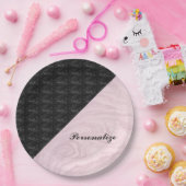 Chic Elegant Black Pink Marble Specialized Papieren Bordje (Feest)