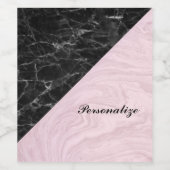 Chic Elegant Black Pink Marble Specialized Wijn Etiket (Enkel label)