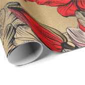 Chic Elegant Black Red Roses op Gold Cadeaupapier (Rol Hoek)