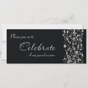Chic Elegant Black Sparkle Event Uitnodiging