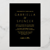 Chic Elegant Black Wedding Gold Foil Uitnodiging (Voorkant)