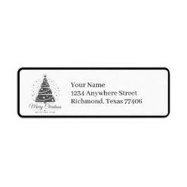 Chic Elegant Black White Christmas  Mail Return Etiket