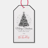 Chic Elegant Black White Script Christmas Tree Cadeaulabel (Voorkant)