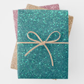 Chic Elegant Blauwgroen Blue Sparkly Glitter Inpakpapier Vel (In situ)