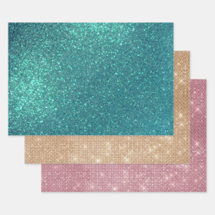 Chic Elegant Blauwgroen Blue Sparkly Glitter Inpakpapier Vel