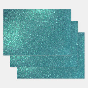 Chic Elegant Blauwgroen Blue Sparkly Glitter Inpakpapier Vel