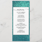 Chic Elegant Blauwgroen Blue Sparkly Glitter Menu (Voorkant)
