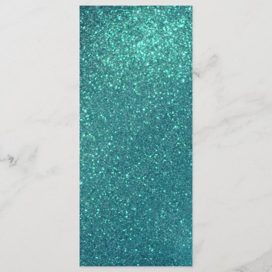 Chic Elegant Blauwgroen Blue Sparkly Glitter Menu (Achterkant)