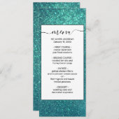 Chic Elegant Blauwgroen Blue Sparkly Glitter Menu (Voorkant / Achterkant)