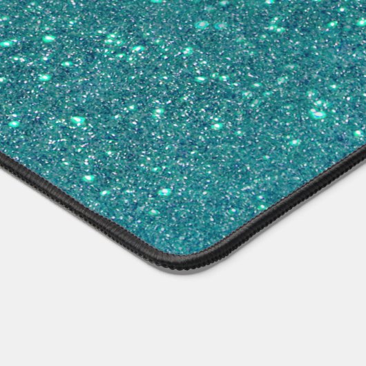 Chic Elegant Blauwgroen Blue Sparkly Glitter Monog Bureaumat (Hoek)