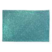 Chic Elegant Blauwgroen Blue Sparkly Glitter Monog Kussensloop (Achterkant)