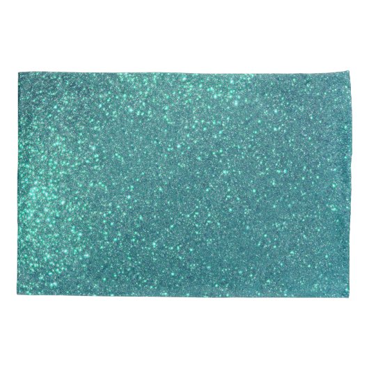 Chic Elegant Blauwgroen Blue Sparkly Glitter Monog Kussensloop (Achterkant)