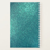 Chic Elegant Blauwgroen Blue Sparkly Glitter Monog Planner (Achterkant)
