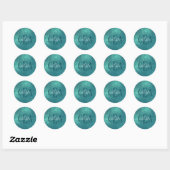 Chic Elegant Blauwgroen Blue Sparkly Glitter Monog Ronde Sticker (Vel)