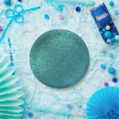 Chic Elegant Blauwgroen Blue Sparkly Glitter Papieren Bordje (Feest)