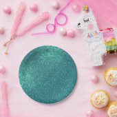 Chic Elegant Blauwgroen Blue Sparkly Glitter Papieren Bordje (Feest)
