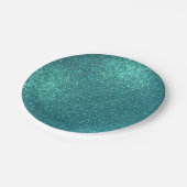 Chic Elegant Blauwgroen Blue Sparkly Glitter Papieren Bordje (Gekanteld)