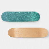 Chic Elegant Blauwgroen Blue Sparkly Glitter Persoonlijk Skateboard (Horizontaal)