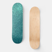Chic Elegant Blauwgroen Blue Sparkly Glitter Persoonlijk Skateboard (Voorkant)