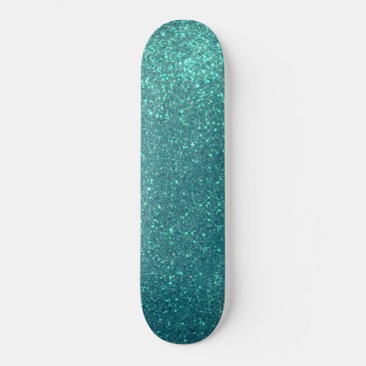 Chic Elegant Blauwgroen Blue Sparkly Glitter Persoonlijk Skateboard (Voorkant)