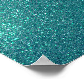 Chic Elegant Blauwgroen Blue Sparkly Glitter Poster (Hoek)