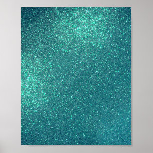 Chic Elegant Blauwgroen Blue Sparkly Glitter Poster