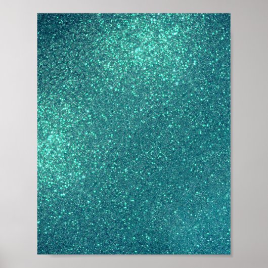 Chic Elegant Blauwgroen Blue Sparkly Glitter Poster (Voorkant)